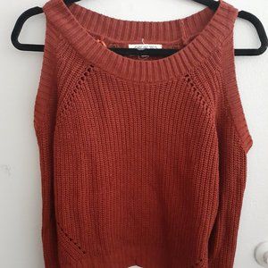 Rust Brown Cold Shoulder Sweater - Large